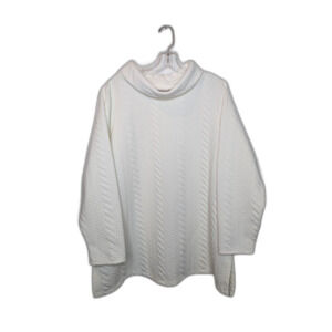 Vintage Ivory Womens Cable Knit Sweater Sz 1X Pullover Classic Simonton Says